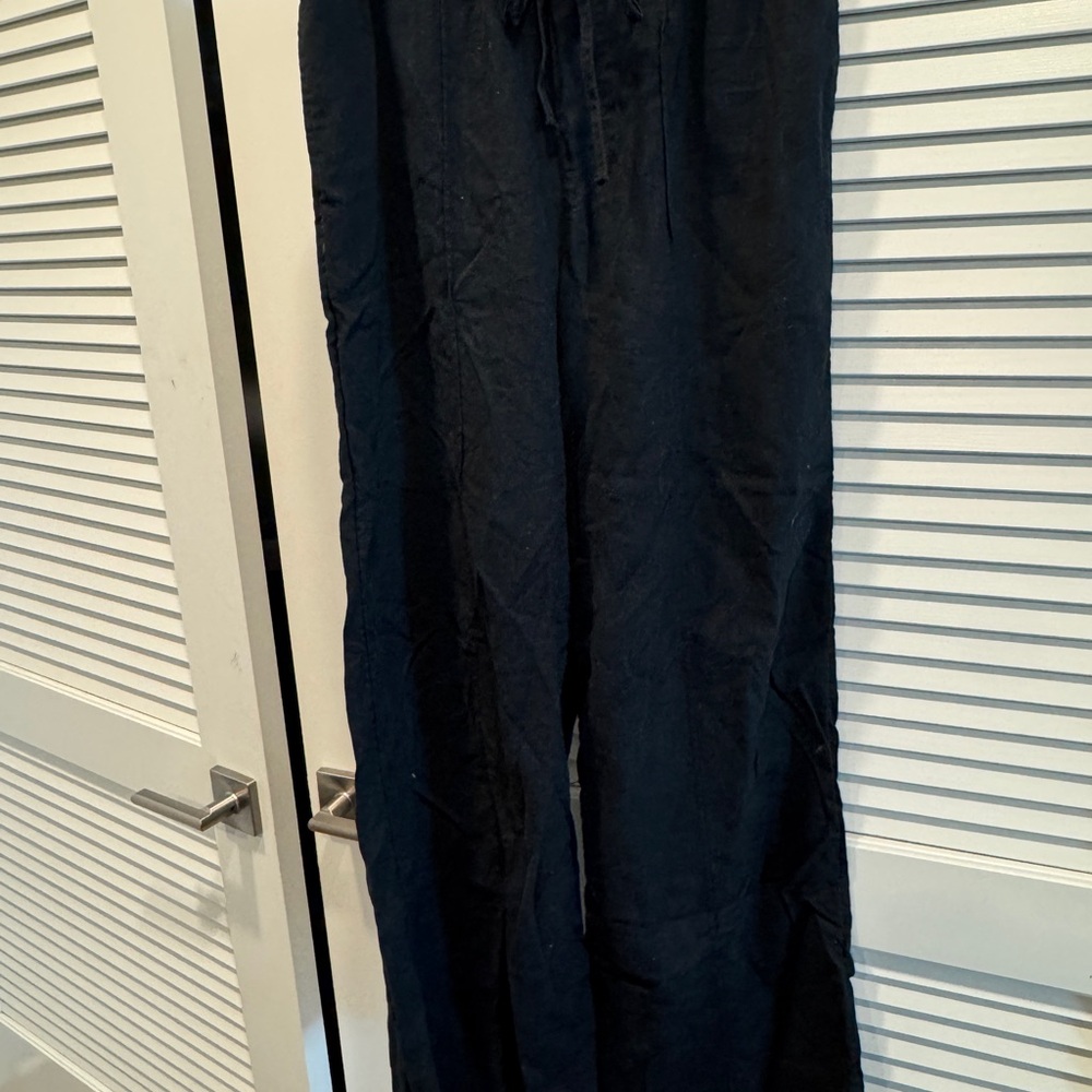 Womens Linen Black Pants